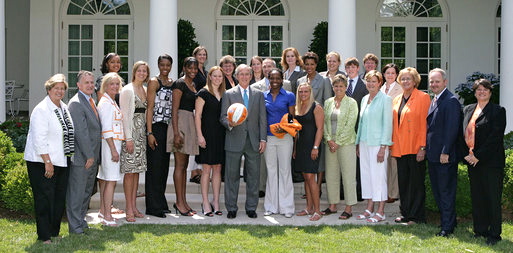 Photo opportunity with the 2007 and 2008 NCAA Sports Champions.   University of Tennessee Lady Volunteers Basketball.  Rose Garden
