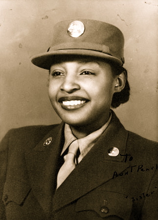48-Portrait of WAC Millie Dunn Veasey, circa 1944. The front of the photo reads To Aunt Pearl, 'sister copy